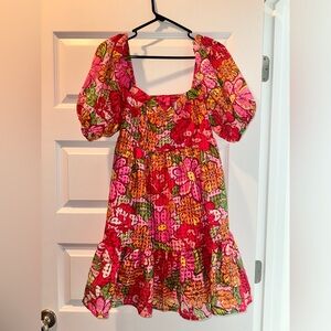 Flying tomato dress floral print dress from lizard thicket. Has attached lining.